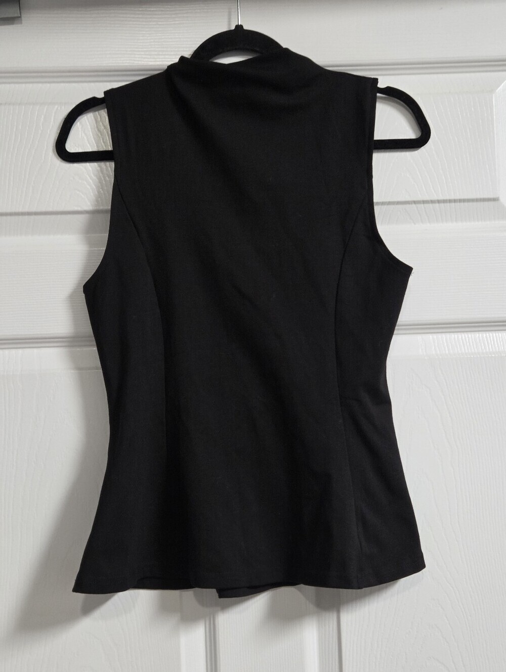 Amazon Women’s Black Sleeveless Mock Neck Peplum Top Size L